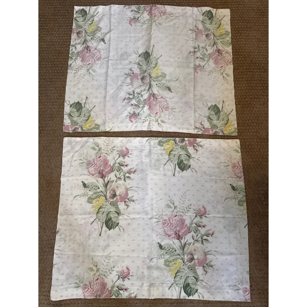 Springmaid Vintage Floral Queen Flat Sheet 2 Pillowcases Pink Rose Cottagecore
